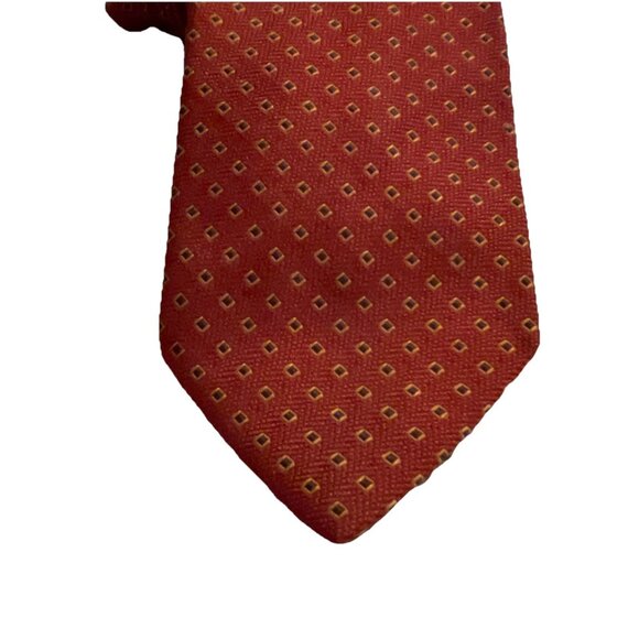 Altea MILANO 100 % Silk Necktie Hand Made In ITALY Red, Gold,‎ Black Geometric - Picture 6 of 6